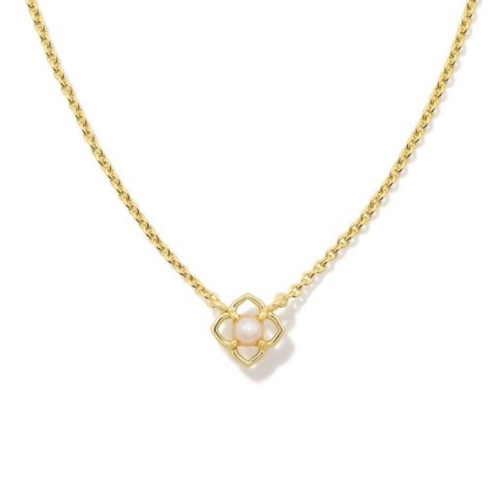 Kendra Scott Lydia Pendant Necklace - Gold/Pearl: 14K Gold Over Brass